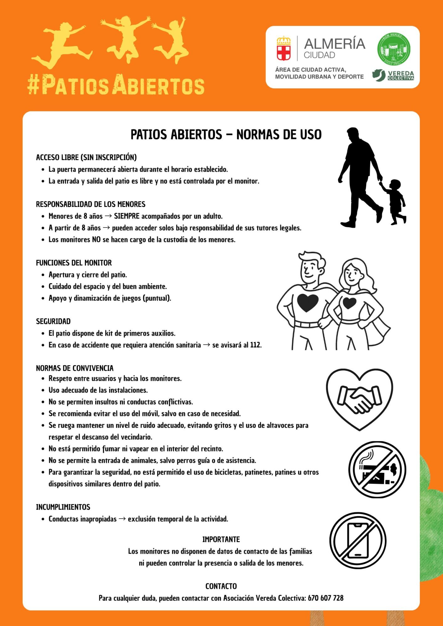 #PatiosAbiertos Normas de uso cartel